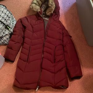 Wine colored down jacket